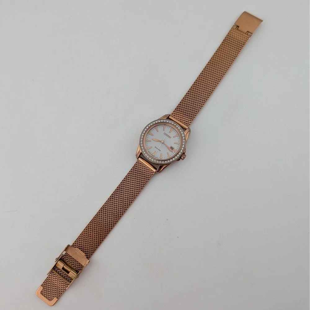 Citizen Eco-Drive Silhouette E011-S094488 Rose Gold Swarovski Crystal Watch 30mm